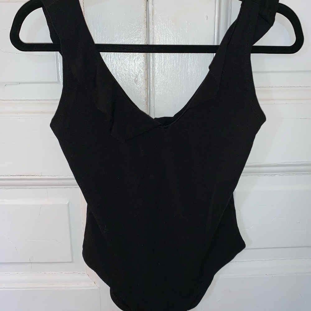 Black Bodysuit with Ruffles